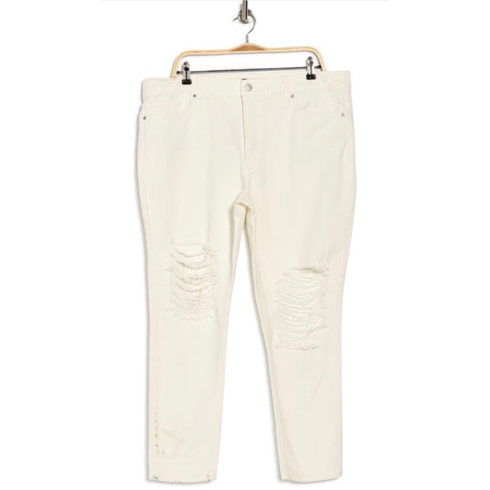 AFRM Luisa Distressed High Rise Ankle Crop Skinny Jeans In White